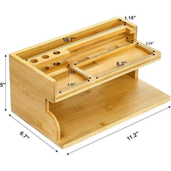PYYAN-Nightstand Organizer for Men, Luxury Bamboo Phone Docking Station for Dad Husband, Charging Organizer Cell Phone Stand Tablet Stand for Boyfriend Graduation Office Father's Day