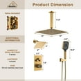 thumbnail image 2 of Boyel Living 12 inch Ceiling Mounted Rain Shower System 3 Function Thermostatic Shower System with Wall Mount 6 inch Regular Shower Head,Brushed Gold, 2 of 8