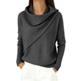 thumbnail image 2 of UrbanFashion Women’s Cowl Neck Knit Sweater Cozy Long Sleeve Soft Pullover Elegant Retro Top, 2 of 4