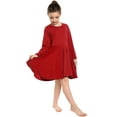thumbnail image 4 of Arshiner Girls Long Sleeve Stretchy Dress A line Twirly Skater School Party Dress, 4 of 9