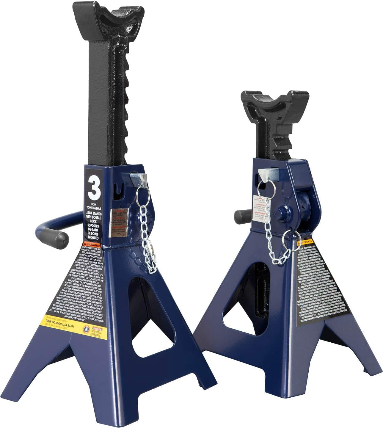 TCE Steel Jack Stands: 3 Ton (6,000 lb) Capacity, Blue, 1 Pair