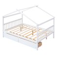 thumbnail image 5 of Full Size House Bed Frame, Wood Platform Bed with 2 Drawers, Decorative Canopy Bed Top, Sturdy Frame Wood Legs Supprot, No Box Spring Needed, White, 5 of 9