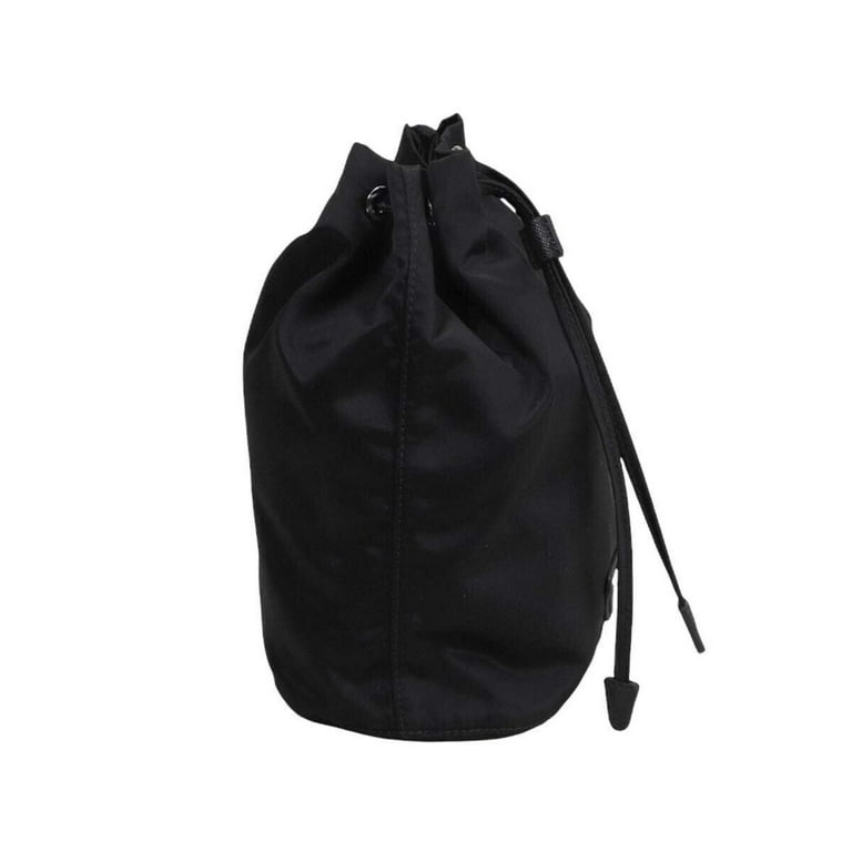 Prada Black Tessuto Nylon Triangle Logo Drawstring Bucket