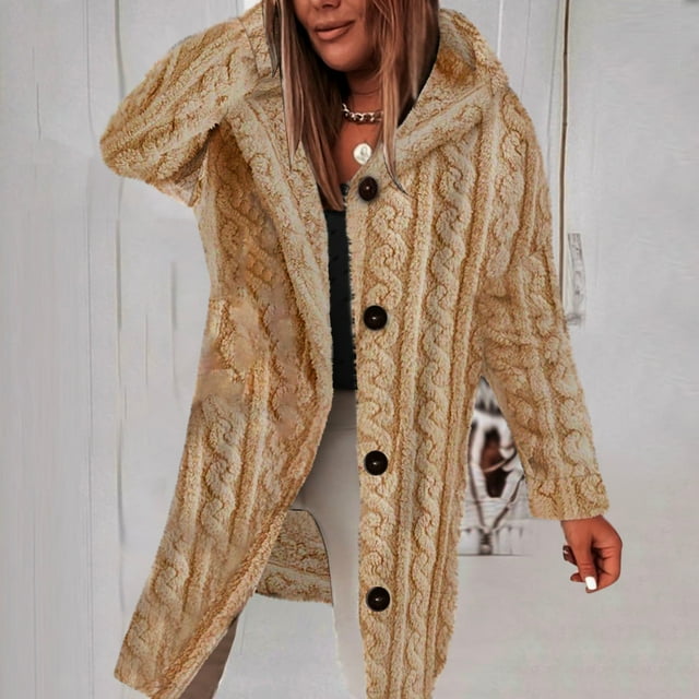 LOVZFMLL Manteaux pour Femmes Grande Taille Hiver Chaud Ample Col Rabattu Veste Manteau