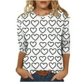 thumbnail image 2 of Xuyuer Women's Casual 3/4 Sleeve T-Shirts Round Neck Cute Tunic Tops Basic Tees Blouses Business Work Tee Top Summer Tunic Tops Dressy T-Shirts Pleated Shirts Fit Pullover Tshirts, 2 of 8