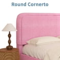 thumbnail image 5 of 4 EVER WINNER Twin Size Bed Frame, Modern White Bed Frame with Headboard, Boucle Fabric Upholstered Bed Frame, Soft Curved Headboard, Pink, 5 of 8