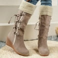 thumbnail image 5 of AnuYalue Boots on Clearance 2025 Women's Wedge Boots Winter Snow Boots with Fur Liner Wide Calf Cowgirl Slip On Western Boots Knee High Shoes, 5 of 5