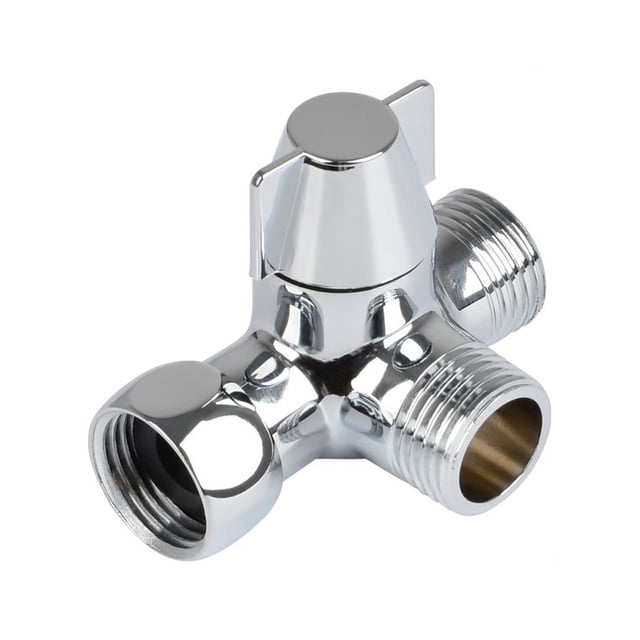 ZheElen Silver Adapter T Adapter - Conveniently Switch Between Shower Functions 3 Way Shower Diverter Valve Switch Wing shaped handle Wing shaped handle