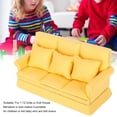 thumbnail image 5 of M Buder 1:12 Doll House Mini Sofa with 3pcs Pillow Living Room Furniture Wooden Decoration Accessories, Yellow (5.9 inches / 15 cm), 5 of 9