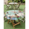 thumbnail image 3 of Outdoor Tablecloth with Umbrella Hole and Zipper, Easter Bunny Round Table Cloth 54 Inch Waterproof Tablecloth, Spring Watercolor Eggs Flower Wood Grain Teal Picnic Table Cover for Patio Camping, 3 of 7