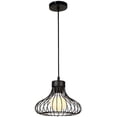 thumbnail image 1 of Lámpara colgante industrial Laklulu MAGIC de 23 cm con forma de jaula y pantalla negra para sala de estar, cocina y comedor, 1 of 4