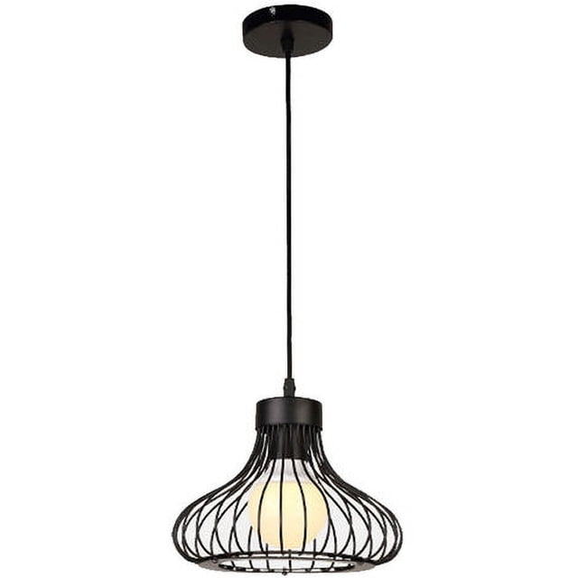 Lámpara colgante industrial Laklulu MAGIC de 23 cm con forma de jaula y pantalla negra para sala de estar, cocina y comedor