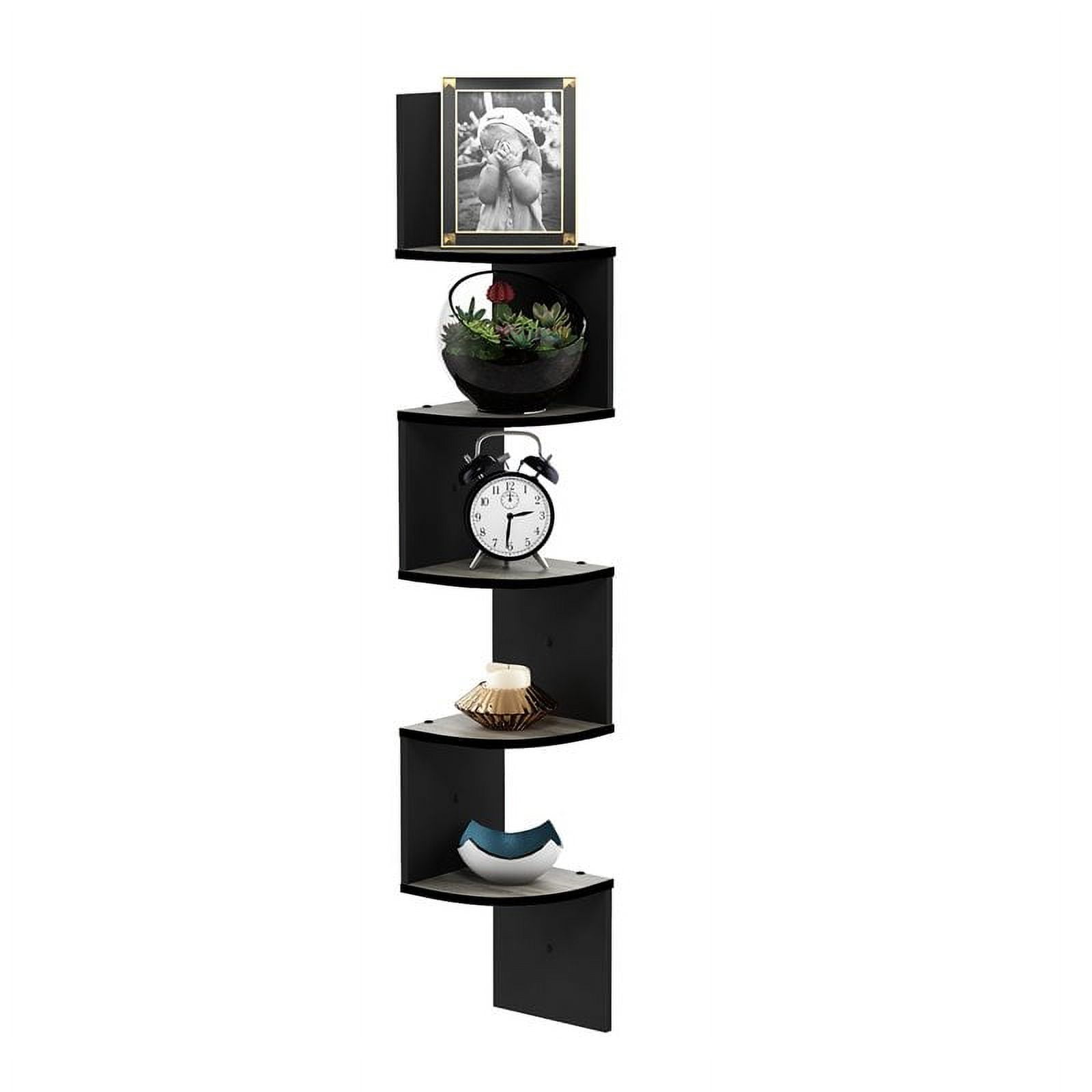 Furinno Contemporary 7.8 x 7.8 5-Tier Oak Floating Corner Shelf