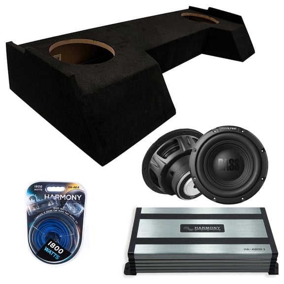 Harmony Audio Alpine fits -25 Dodge Ram Crew Cab W10S4 Dual 10" Subwoofer 500W Sealed Sub Box | HA-A800.1 Amplifier, 4GA Amp Kit