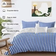 thumbnail image 4 of Navy Blue Stripe Bedding 3 Piece Duvet Cover Set California King, Modern White Vertical Striped Geometric Soft Microfiber Comforter Cover with Zipper Closure & Pillowcases, FadeResistant Quilt Cover, 4 of 9