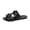 Black, variant on Dual Strap Flat Slide Sandals for Women, Adjustable Buckle Low Heel Slip On Slippers, Daily Beach Vacation Casual Walking Shoes Black