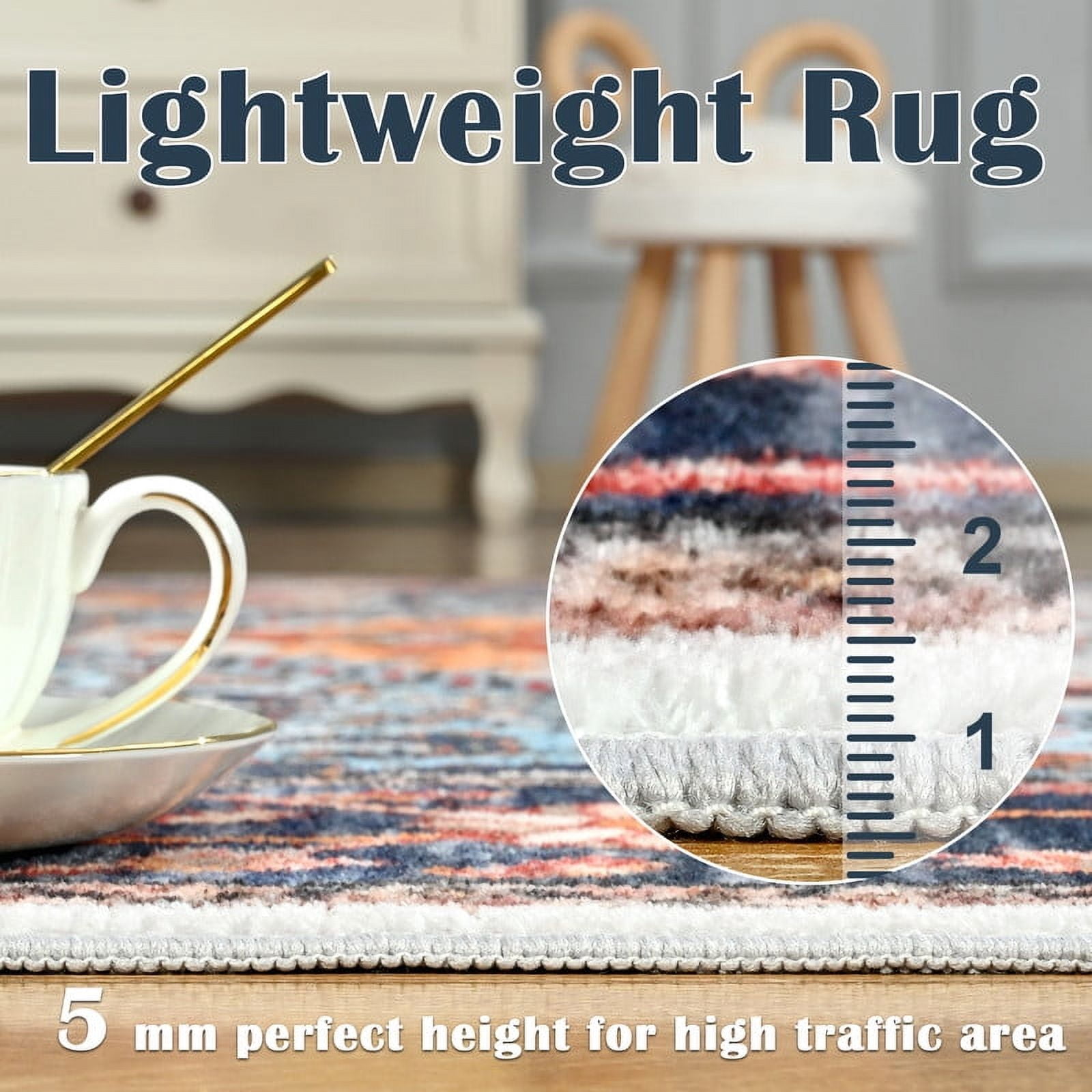 TWINNIS Boho Area Rug Soft Indoor Living Room Carpet,Orange Bohemian Rug for Bedroom,4'x6'Non-Slip Washable Decorative Rug