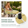 thumbnail image 4 of Round Outdoor Tablecloth with Umbrella Hole and Zipper, Sunflower Tablecloth with Elastic Waterproof, Summer Eucalyptus Botanical Floral Yellow Wood Patio Table Covers for 45" - 54" Pool Tables, 4 of 9
