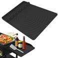 thumbnail image 2 of Silicone Grill Mat Compatible with Griddle,BBQ Spatula and Utensil Holder with Drip Pad,Silicone Grill Mat for Utensils,Heat Resistant Non-Slip Griddle Tools Mat for Outdoor Kitchen Counter,Black, 2 of 7