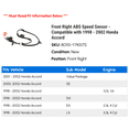 thumbnail image 2 of Front Right ABS Speed Sensor - Compatible with 1998 - 2002 Honda Accord 1999 2000 2001, 2 of 2