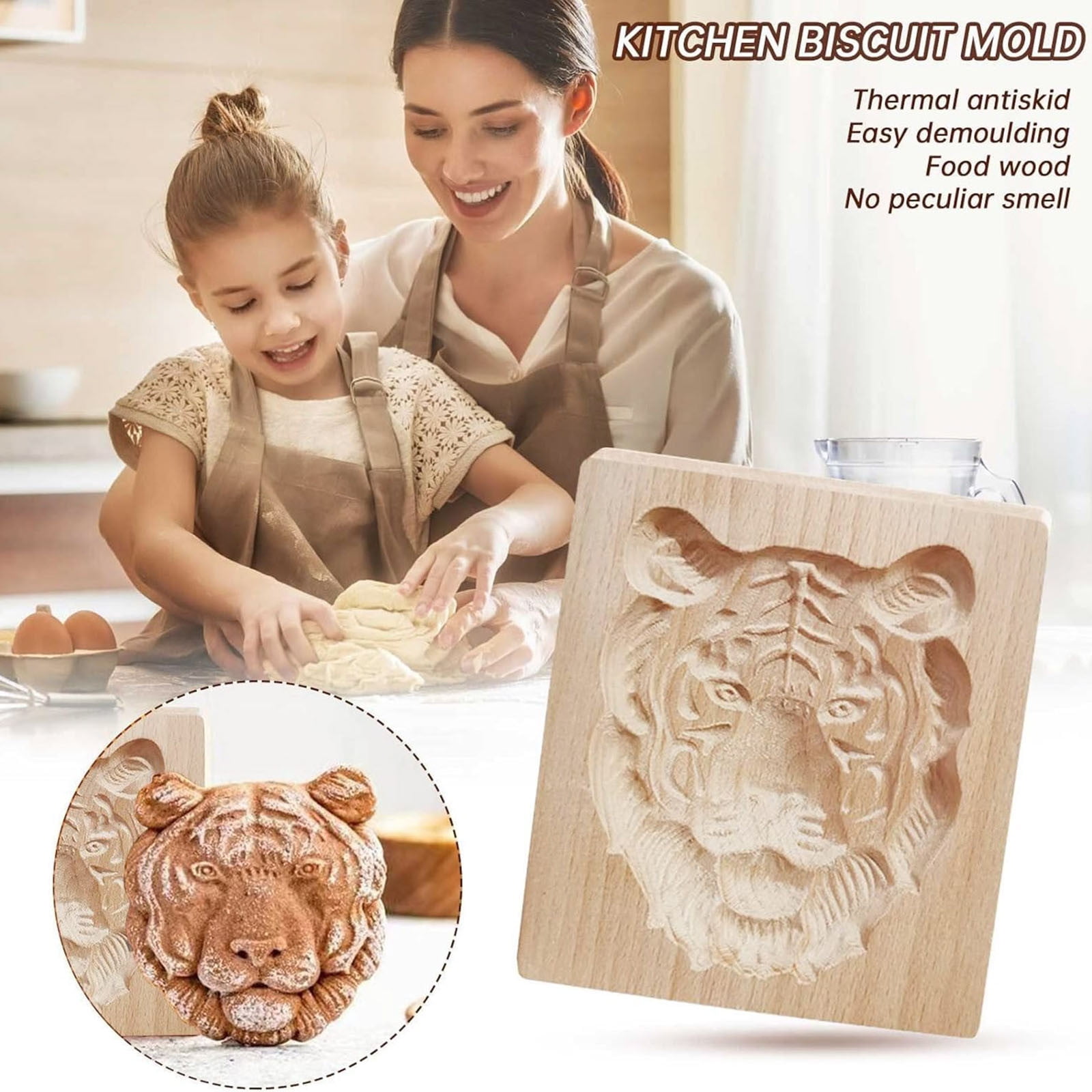 MOTEERLLU Lot De 16 Moules à Biscuits En Bois Sculptés Pour Pain D'épices, Cuisine Et Réunions De Famille