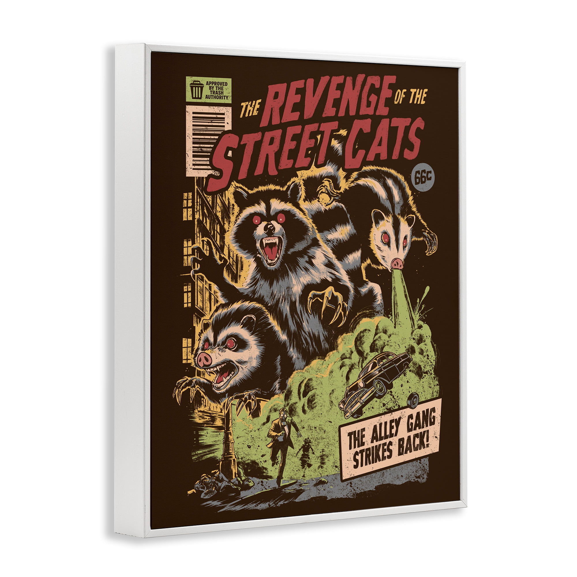Stupell Industries Revenge Of Street Cats White Framed Giclee Art, design by EduEly Designs