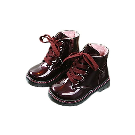

Ritualay Boys Girls Outdoor Ankle Boots Side Zipper Comfort Combat Booties School Shoes for Toddler/Little Kid Wine Red 11c