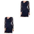 thumbnail image 4 of Guardurnaity Primavera otoño mujer Sexy encaje vestido de manga larga transpirable cuello en V vestidos de Color sólido regalo de cumpleaños azul Azul marino SG 2Conjunto, 4 of 6