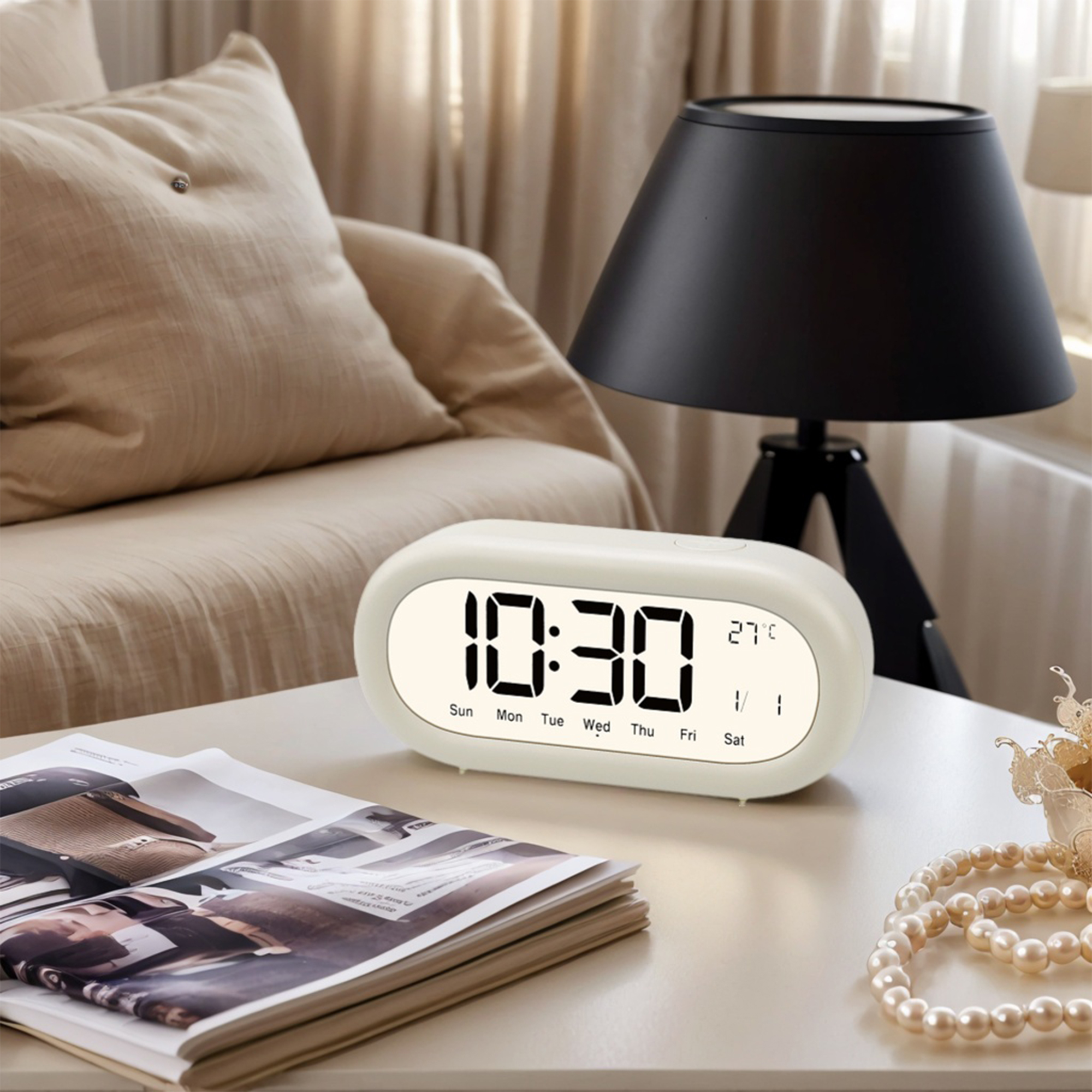 Unique Bargains Loud Alarm Clock Three Alarms Beige 5.9"L x 1.77"W x 2.75"H