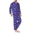 thumbnail image 2 of Lsque Skull daisy purple Pattern Long Sleeve Pajama Set for Men - Soft 2-Piece Sleepwear and Loungewear Set with Pockets, Comfy Nightwear-XX-Large, 2 of 7