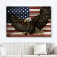 thumbnail image 2 of wall26 Canvas Print Wall Art Wood Panel Effect Flying Bald Eagle American Flag Stars Cultural Historic Digital Art Modern Art Decorative Global Patriotic for Living Room, Bedroom, Office - 24x36, 2 of 5