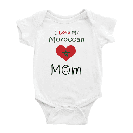 

I Love My Moroccan Mom Cute Baby Bodysuit Baby Clothes (White 0-3 Months)
