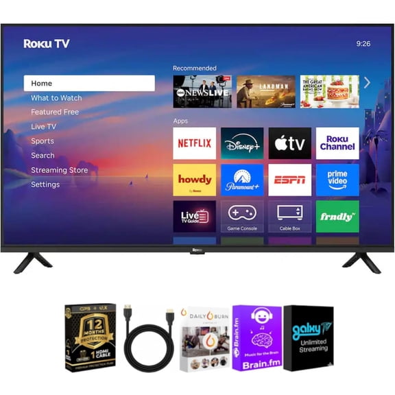 Roku 43 Inch Class Select Series 4K LED Smart TV Smart TV HDR Streaming Television WiFi Voice Remote HDMI Cable Streaming Bundle 12 Month CPS Protection Plan Home