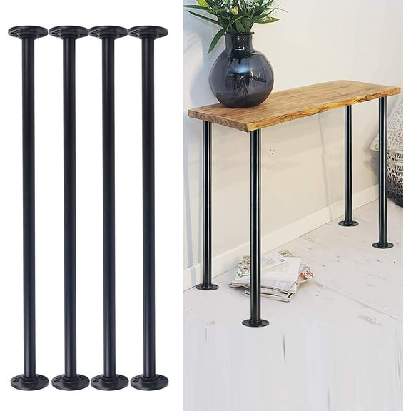Fichiouy 4Pcs 30 inch Furniture Table Legs Metal Desk Legs Rustic DIY Desk Legs Black