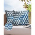 thumbnail image 6 of Pack of 2 Outdoor Pillow Covers, Moroccan Indigo Tile Pattern Abstract Geometric Hexagon Waterproof Square Throw Pillowcase Cushion Decorative Pillow Covers for Couch Patio Tent, 18x18 in, 6 of 6