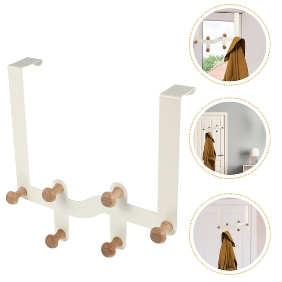 FOMIYES Over The Door Wooden Hooks White Door Hanger for Bedroom and Kitchen Storage