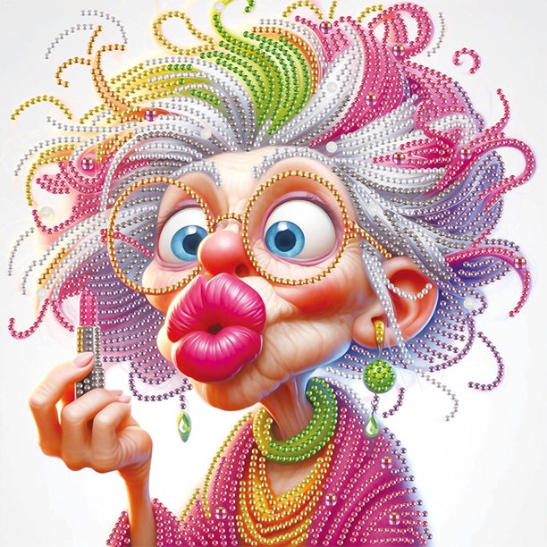 Resina Con Forma Especial Personaje Abuela Divertida Diamante Parcial 30*30cm Likrtyny