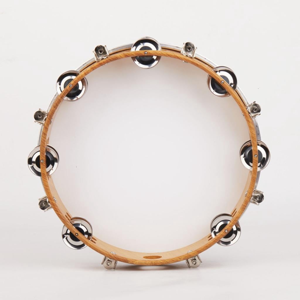 Yihuala 10inch Bells Drum Handheld Tambourine Freestyles Hand Bells Musical Percussion Instrument for Family Tambourine