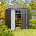 thumbnail image 5 of Asofer 6'x4' Outdoor Storage Shed, Heavy Duty Metal Garden Shed with Lockable Higher Hinged Door, Tool Storage for Patio, Backyard, Lawn, Dark Gray, 5 of 8