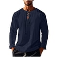 thumbnail image 2 of Blusas y camisas de manga larga con cuello en V para hombre, blusa informal de moda lisa con tirantes sueltos, blusa de manga larga con cuello en V, blusa de poliéster para hombre, 2 of 8