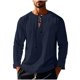 thumbnail image 2 of Blusas y camisas de manga larga con cuello en V para hombre, blusa informal de moda lisa con tirantes sueltos, blusa de manga larga con cuello en V, blusa de poliéster para hombre, 2 of 8