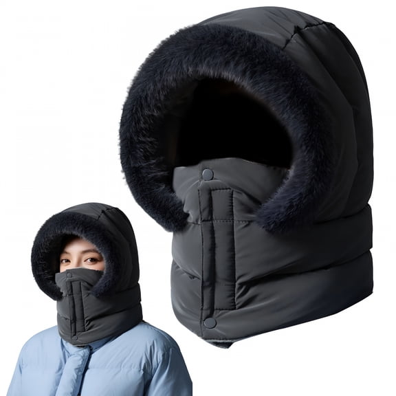 TELOLY 2026 New Ski Mask Balaclava for Women,Winter Full Face Mask Hooded Scarf for Cold Weather,Warm Fleece Head Cover Neck Warmer(Dark Grey)
