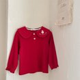 thumbnail image 2 of Jinhomg Toddler Kids Girl Fall Tops Cute Rabbit Print Long Sleeve T Shirts Lightweight Comfy Button Up Warm Tees 90 Percent off Clearance Sale Red 10Y, 2 of 7