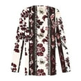 thumbnail image 5 of VEKDONE Women's Printed Long Sleeve Open Front Button Cardigan Wine XL, 5 of 5