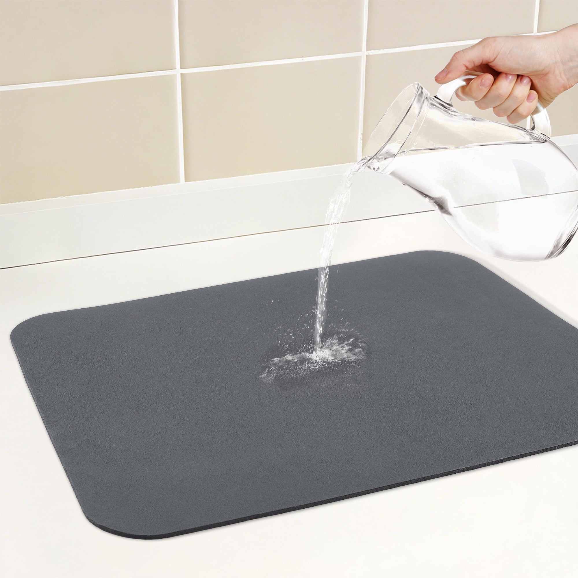 Unique Bargains Diatomaceous Stone Dish Countertop Drying Mat Navy Blue 15.7*11.8 inch
