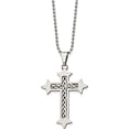 thumbnail image 3 of Stainless Steel Brushed With Sterling Silver Inlay Cross 24In Necklace (24 X 34) Made In China srn505-24, 3 of 5