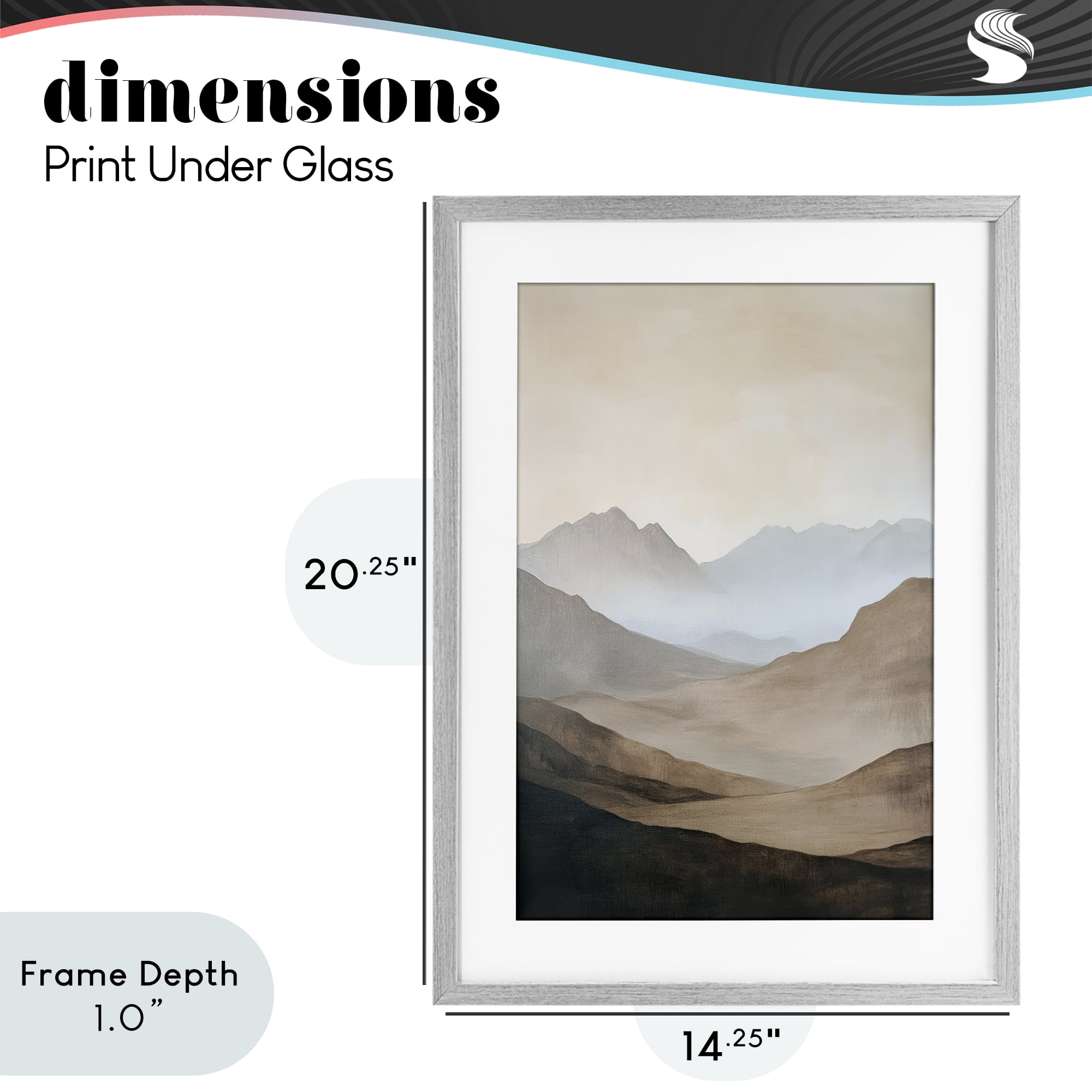 Stupell Industries Foggy Mountains Over Valley Gray Framed Print Under Glass, design by Petal Prints Design