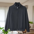 thumbnail image 5 of Dasayo Barn Women's Coats Motorcycle Dark Gray Bomber Zipper Elastic Hem Jackets Womens Jackets Trendy M, 5 of 8