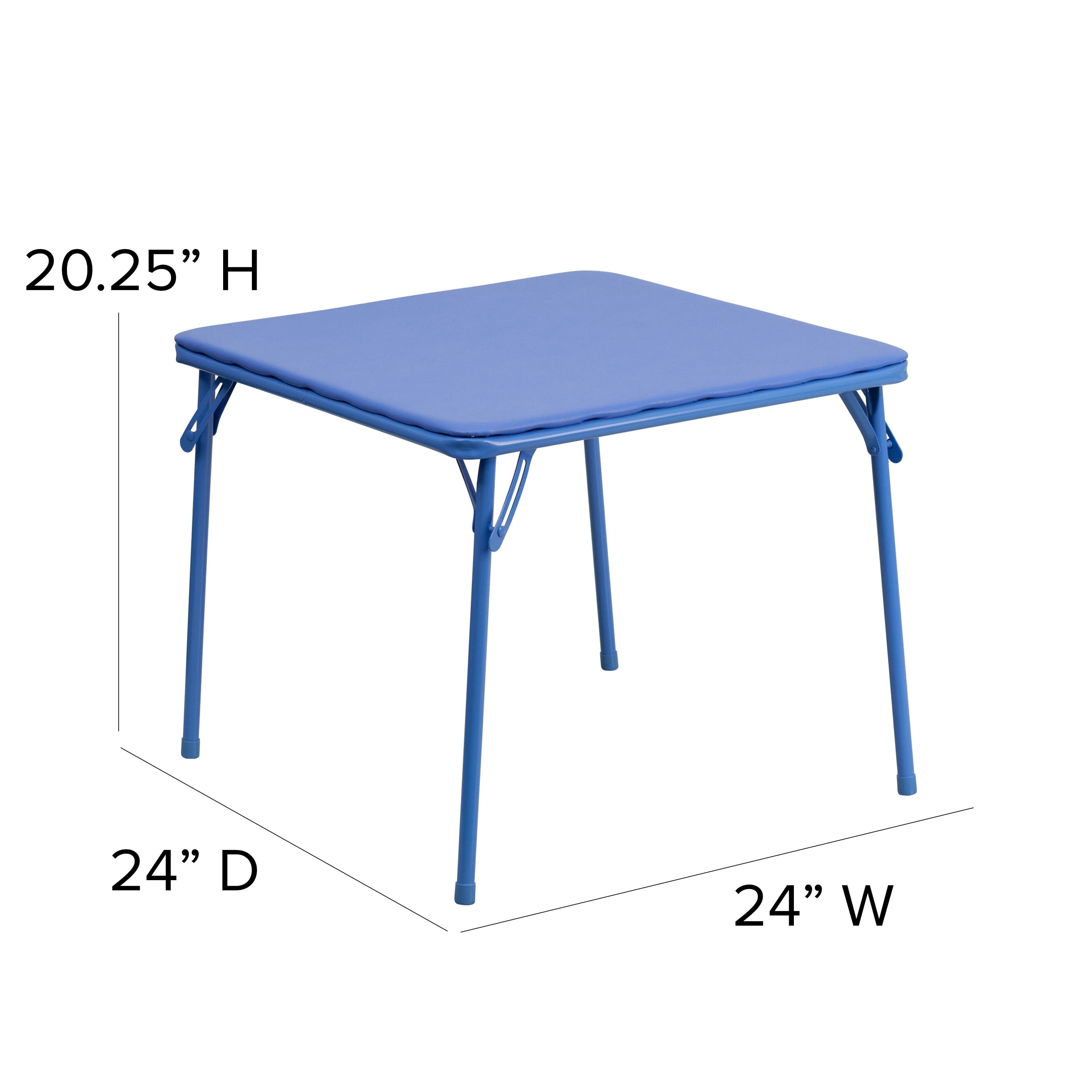 Emma + Oliver Folding Square Kids Classroom Activity Table with Vinyl Padded Top, Blue