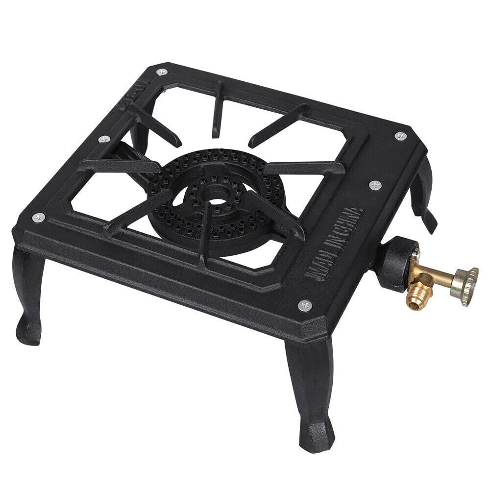 CJC Portable Stove Burner Cast Iron Propane LPG Gas Cooker for Patio Outdoor Camping BBQ, Not Include Adapter